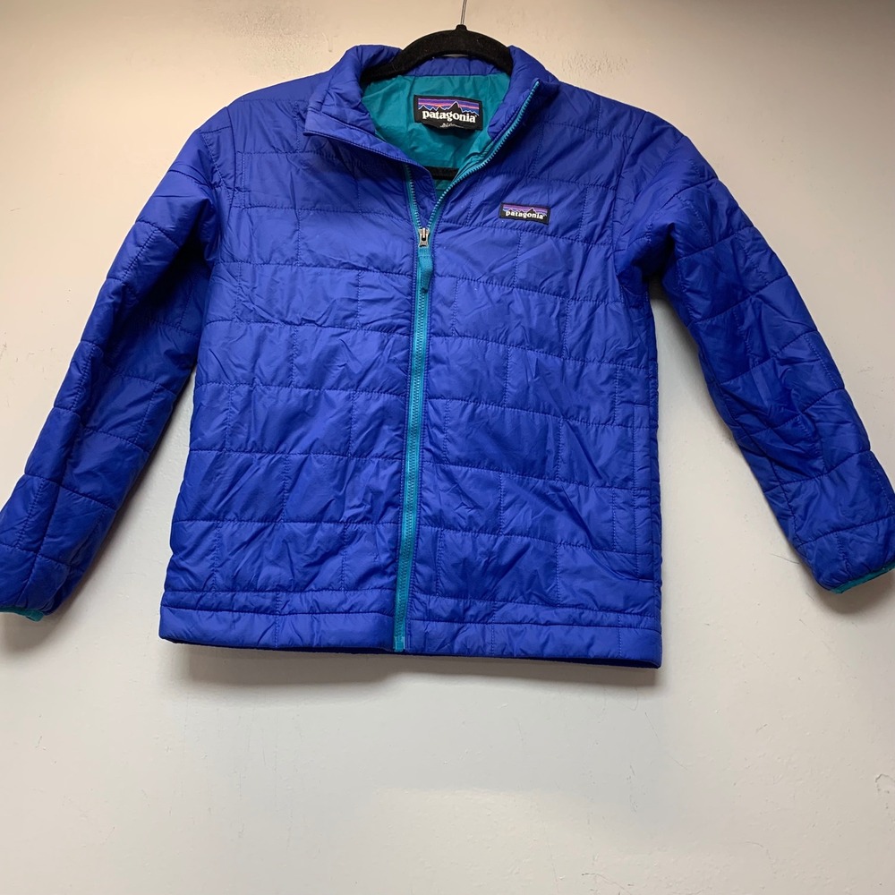 Patagonia Nano Puff Jacket Kids S 7-8 Blue Excellent Quilted Insulated Zip